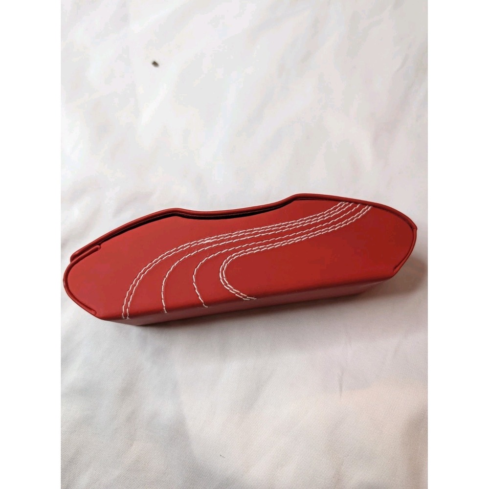 Vintage Puma Red Magnetic Glasses Case Faux Leather Felt Lined Sunglasses Box